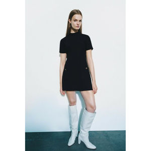 ZARA NWT High Collar Mini Dress Black XS